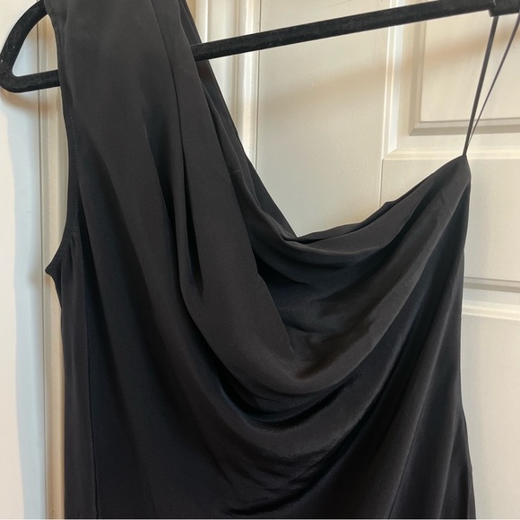 Jay Godfrey One-Shoulder Silk Blouse in Black Size 6 - Picture 2 of 5